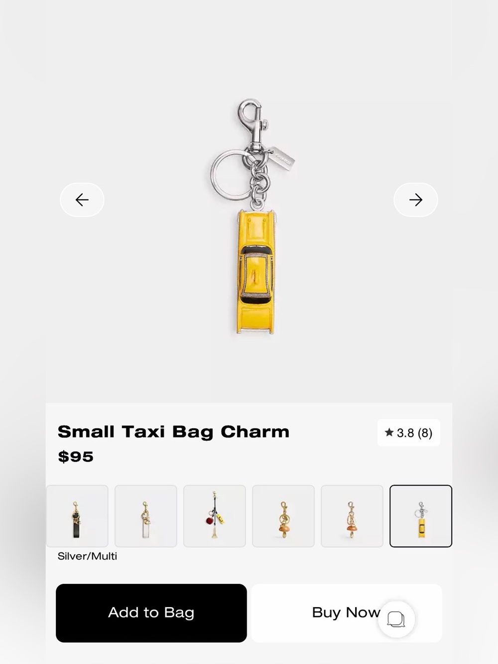 Brand new Coach NYC taxi cab bag charm